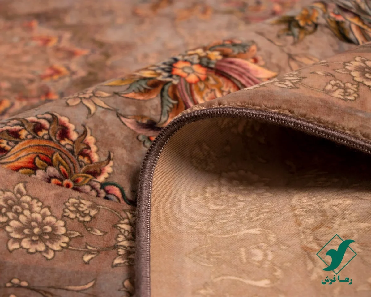 202734-e6.webp فرش ابریشم ماشینی 202734 نسکافه ای