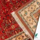فرش ابریشم ماشینی 202738 لاکی حاشیه کرم