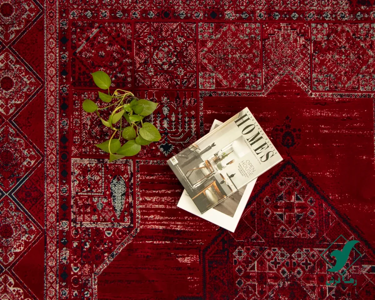 فرش وینتیج 203 لاکی سرمه‌ای