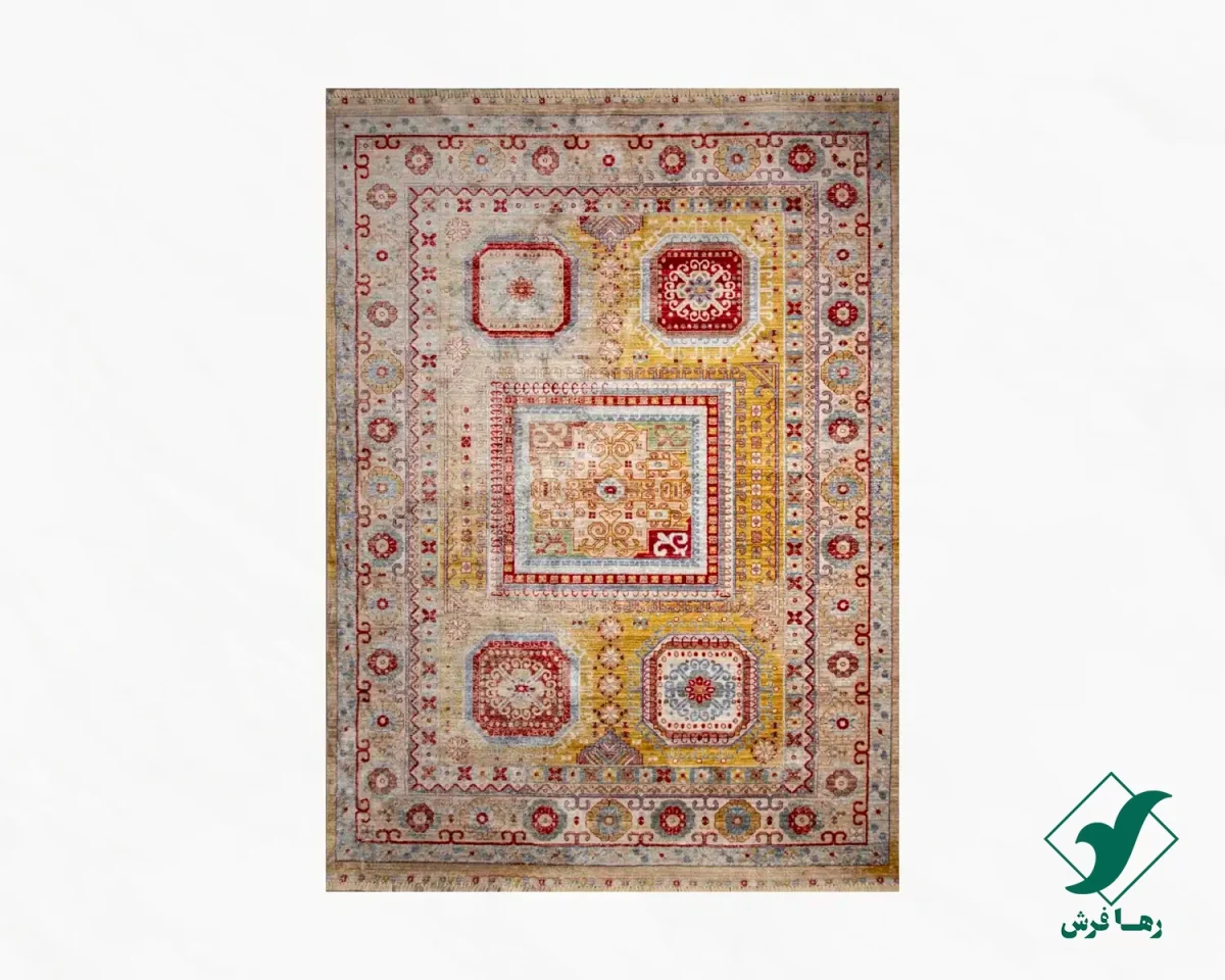 فرش وینتیج 30156 کرم طلایی