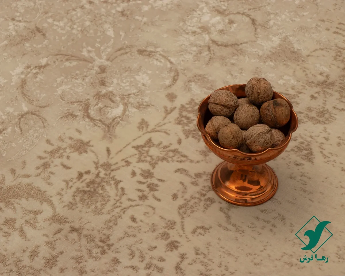 فرش وینتیج 3157 نسکافه‎‌ای کرم