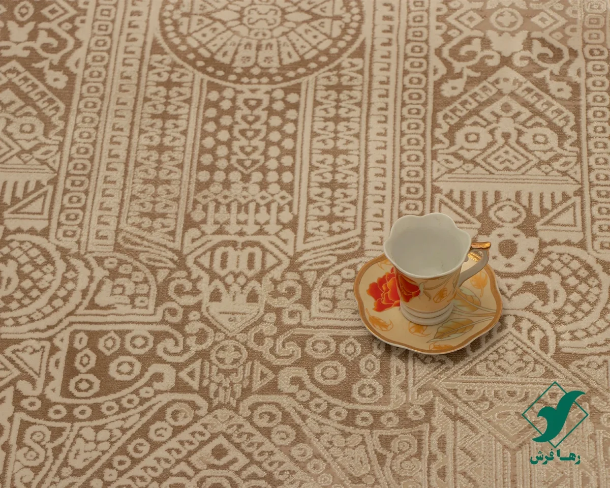 فرش وینتیج 3160 نسکافه‎‌ای کرم
