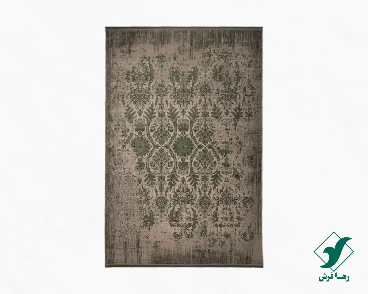 فرش وینتیج 49923 طوسی سبز