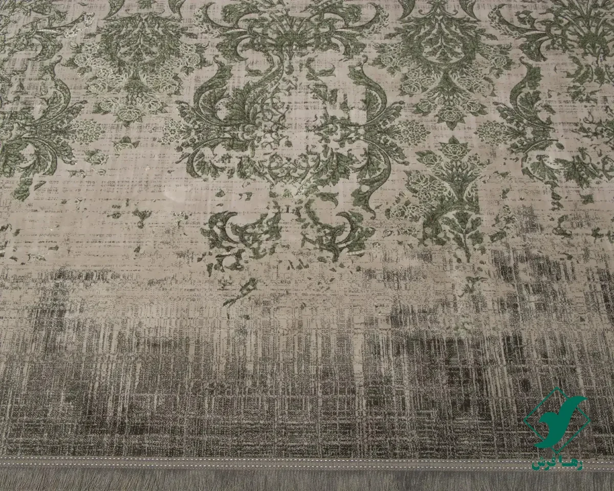 فرش وینتیج 49923 طوسی سبز