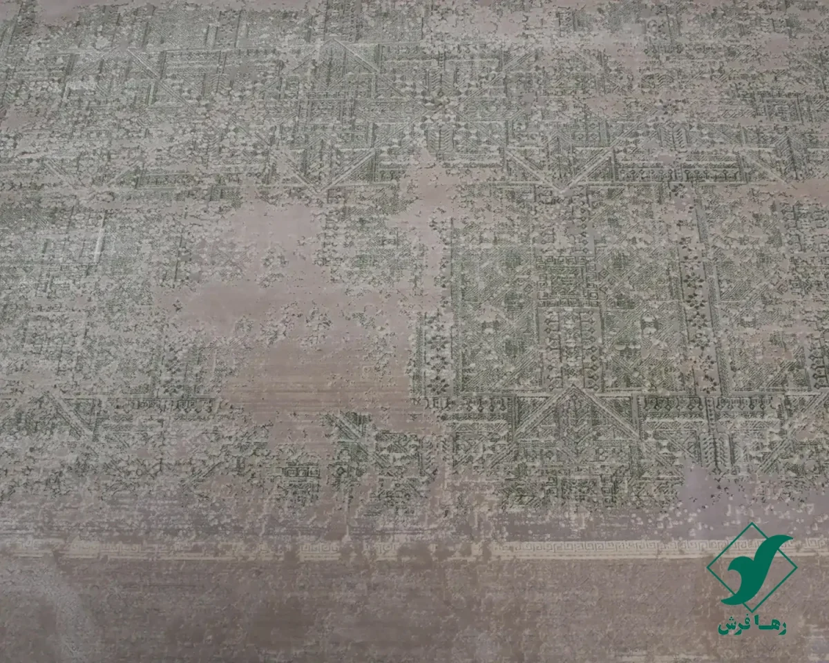 فرش وینتیج 49928 طوسی سبز