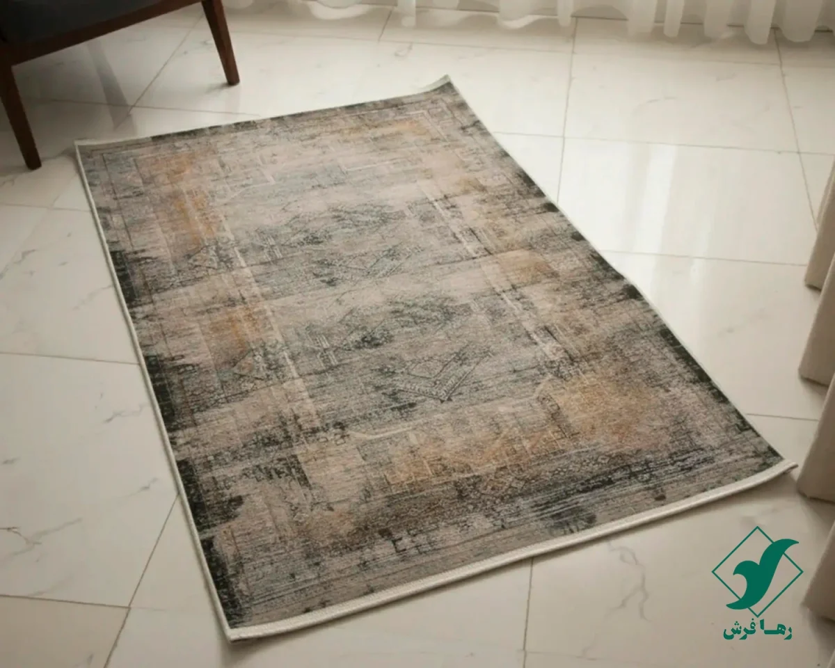 فرش کناره وینتیج 536 طوسی طلایی