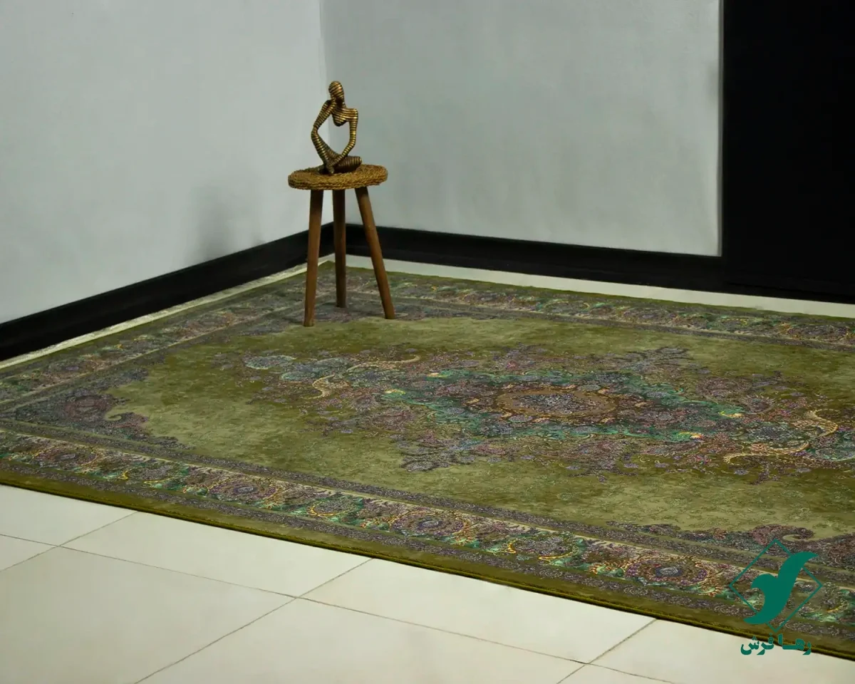 فرش ابریشم ماشینی 705060 سبز