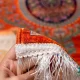 فرش ابریشم ماشینی 730901 نارنجی تمام رنگ