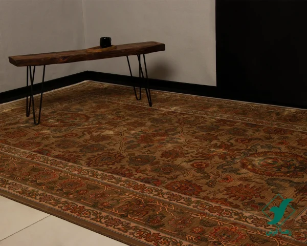 740601-e12.webp فرش ابریشم ماشینی 740601 قهوی کرم