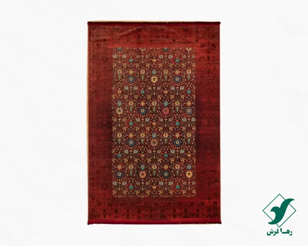 فرش ابریشم ماشینی C1067 قرمز لاکی