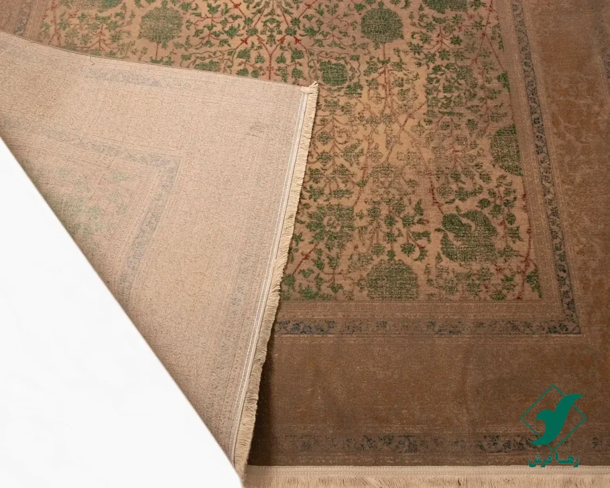 فرش وینتیج HR 161 نسکافه‌ای سبز