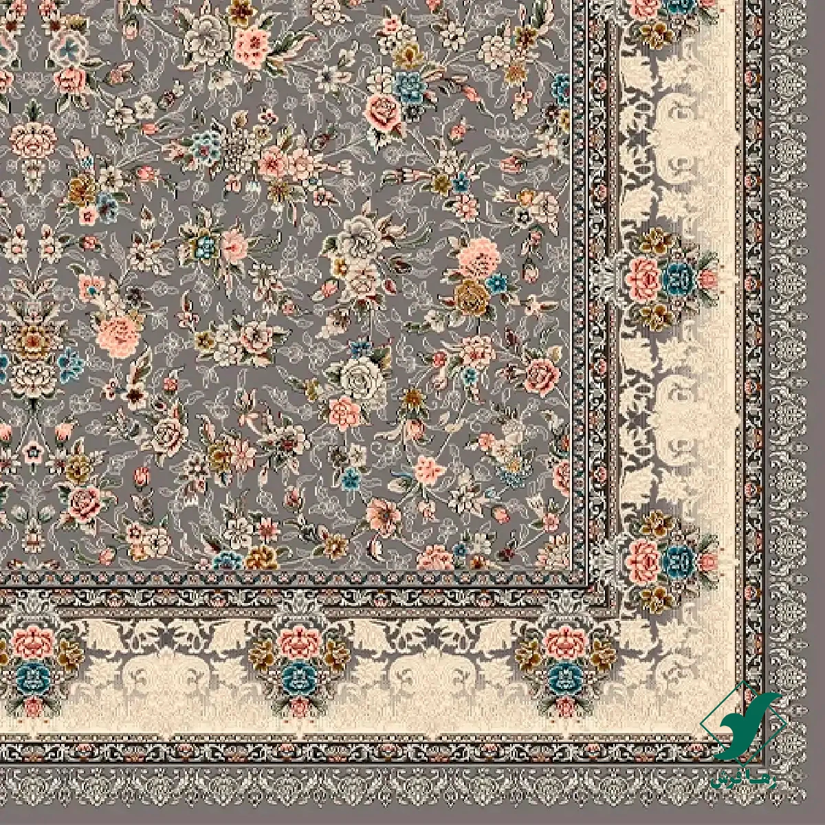 فرش کلاسیک 7001 نقره ای کرم