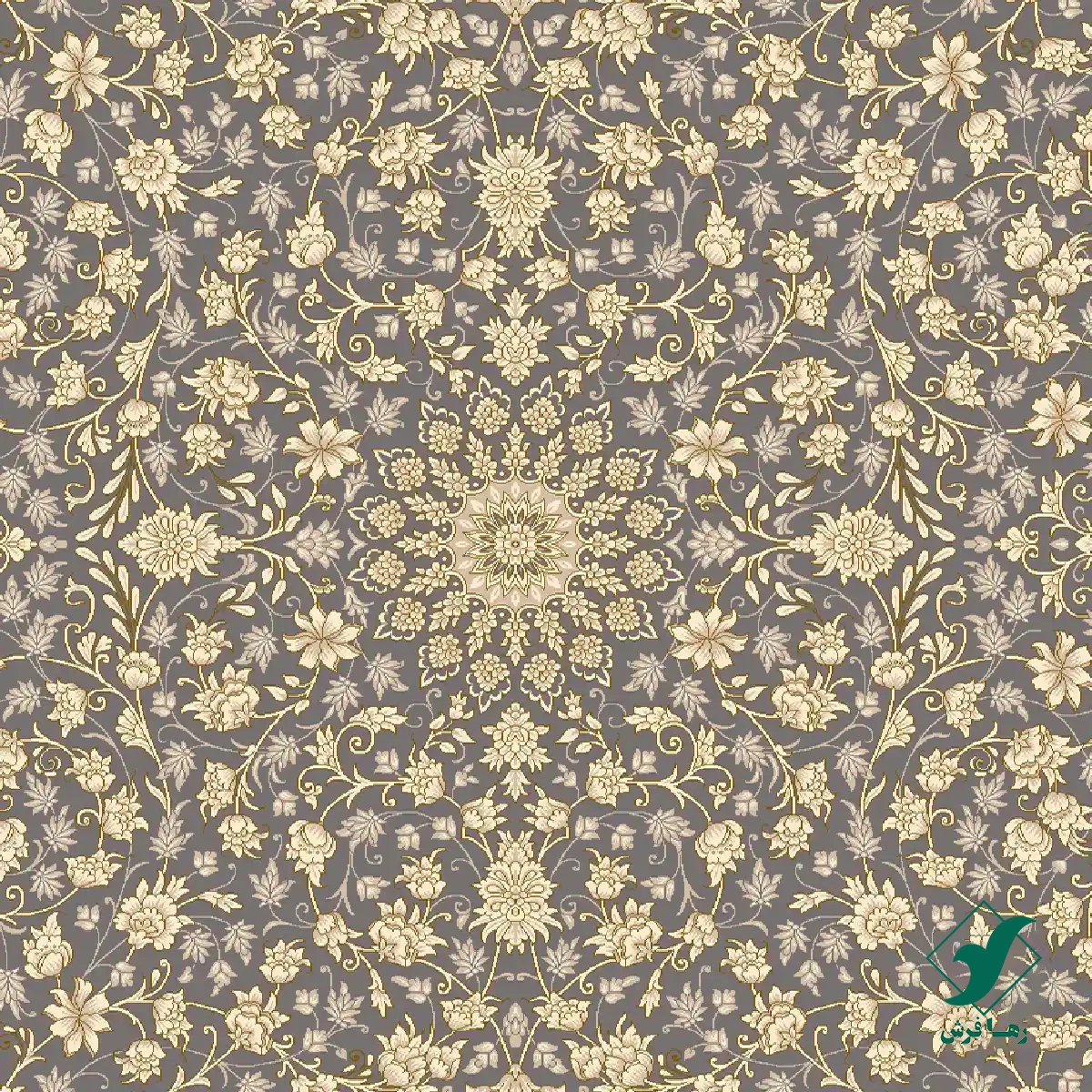 NOGHREI-3.webp فرش کلاسیک 6012 نقره ای طلایی