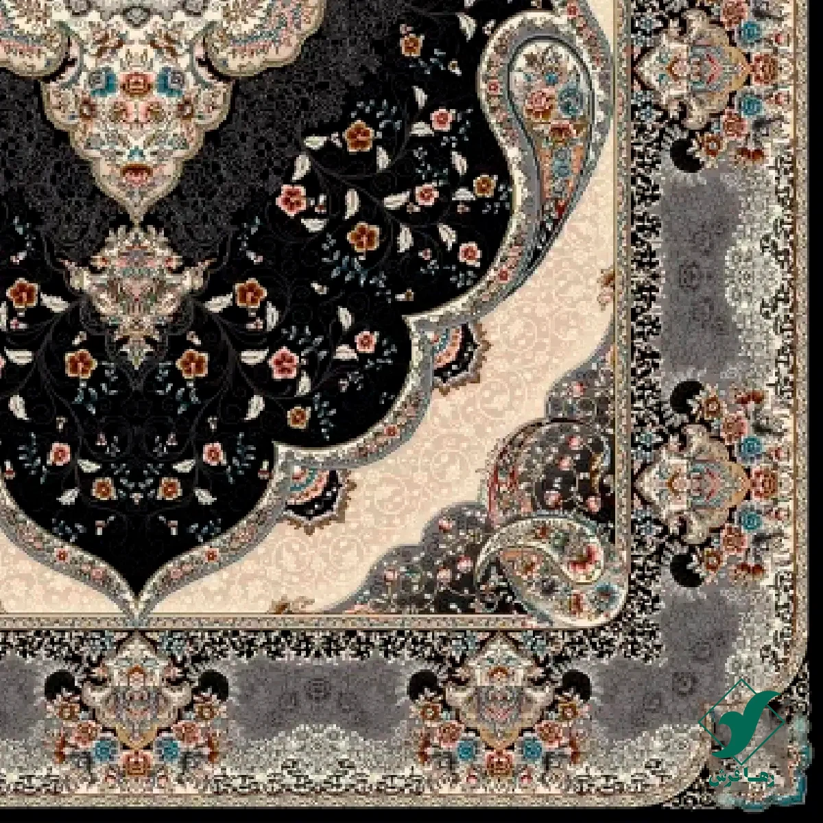 فرش کلاسیک 7005 سرمه ای طوسی