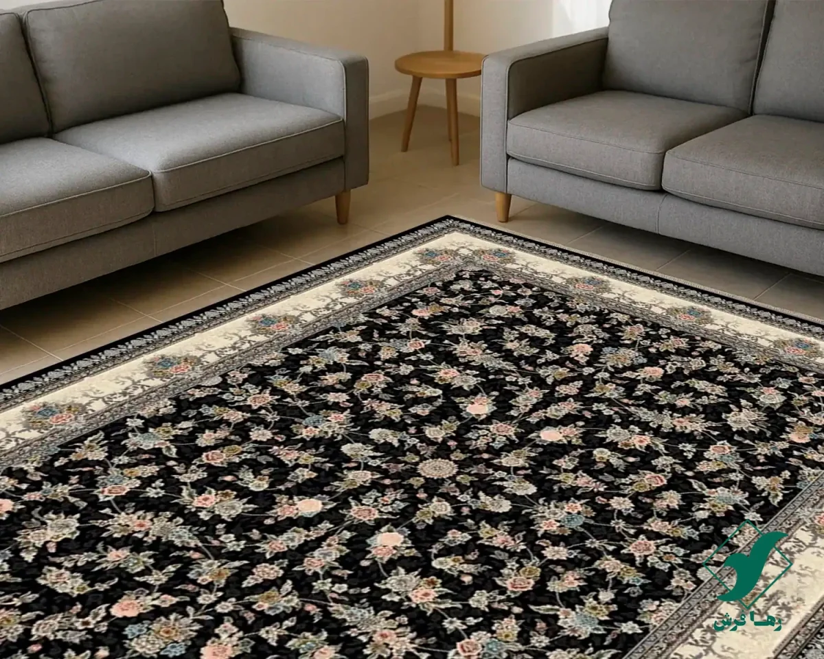 فرش کلاسیک 7001 سرمه ای کرم
