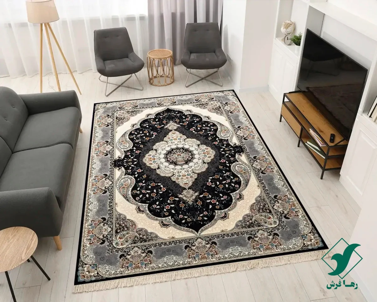 فرش کلاسیک 7005 سرمه ای طوسی