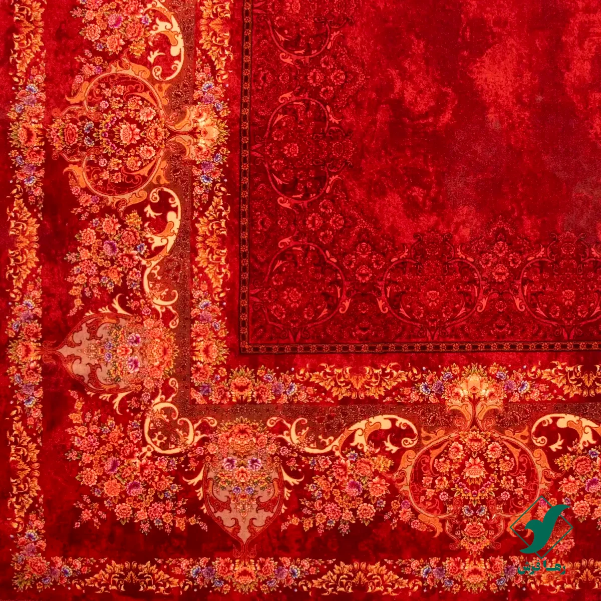X1969-6.webp فرش ابریشم ماشینی X1969 قرمز لاکی