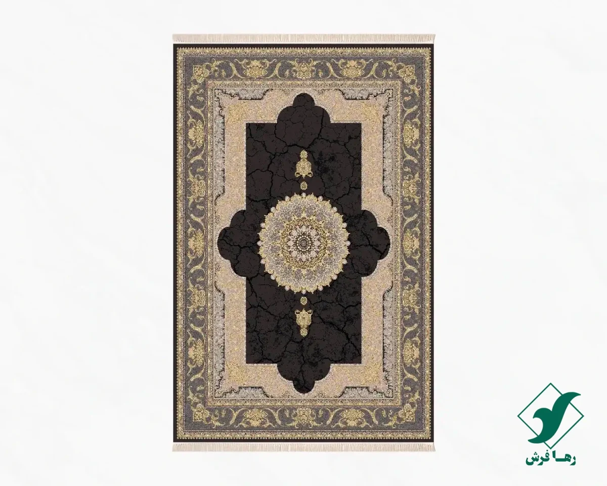 ZOGHALI.webp فرش کلاسیک 6024 ذغالی طلایی