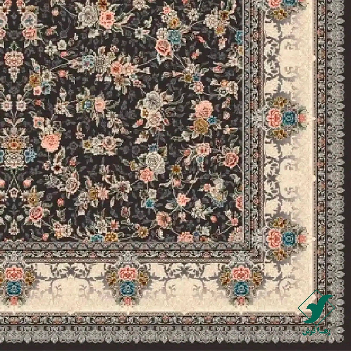 فرش کلاسیک 7001 ذغالی کرم