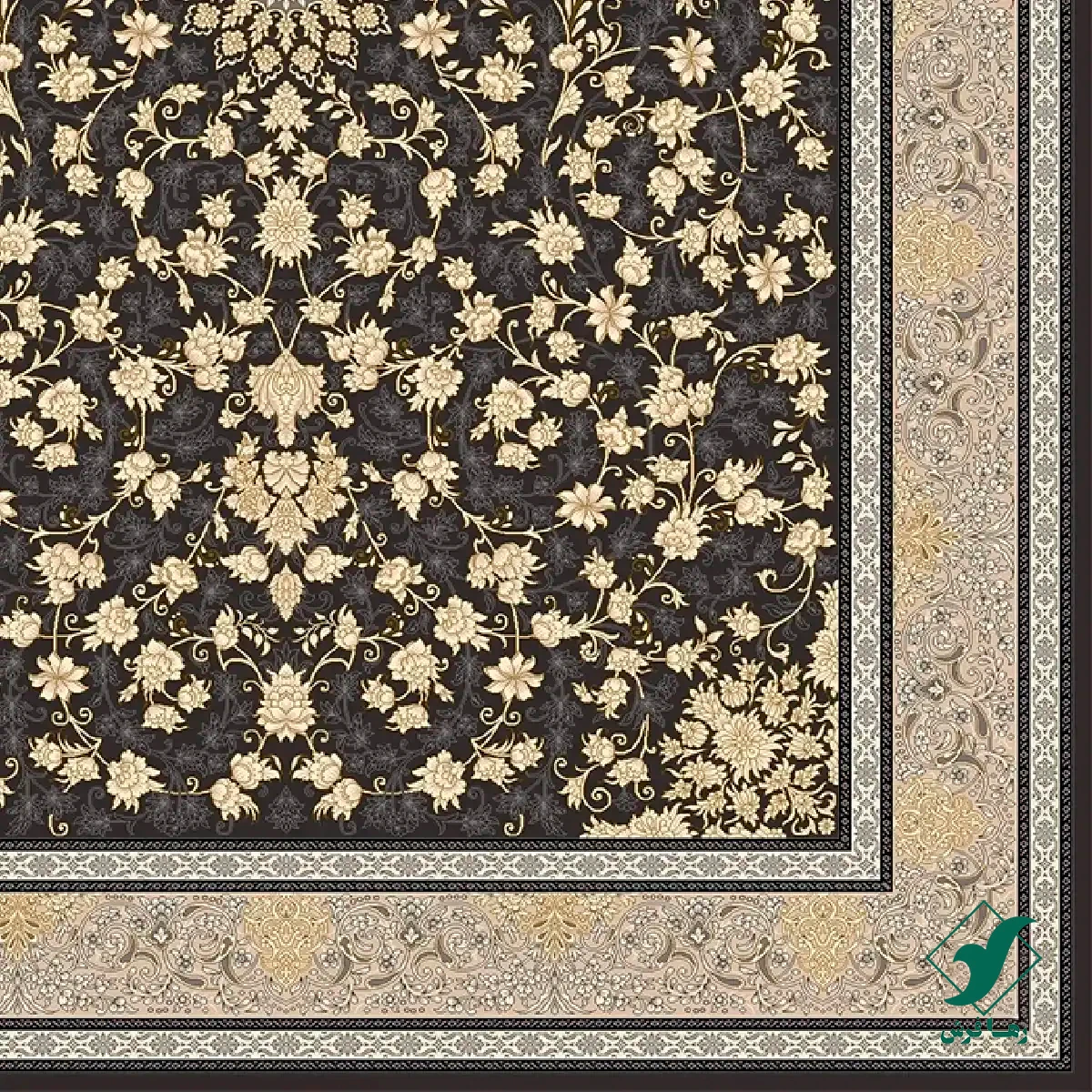 ZOGHALI-2.webp فرش کلاسیک 6012 ذغالی طلایی