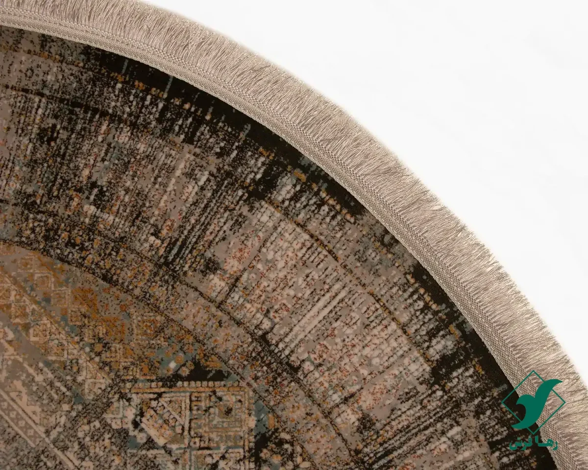 فرش گرد وینتیج 536 طوسی طلایی