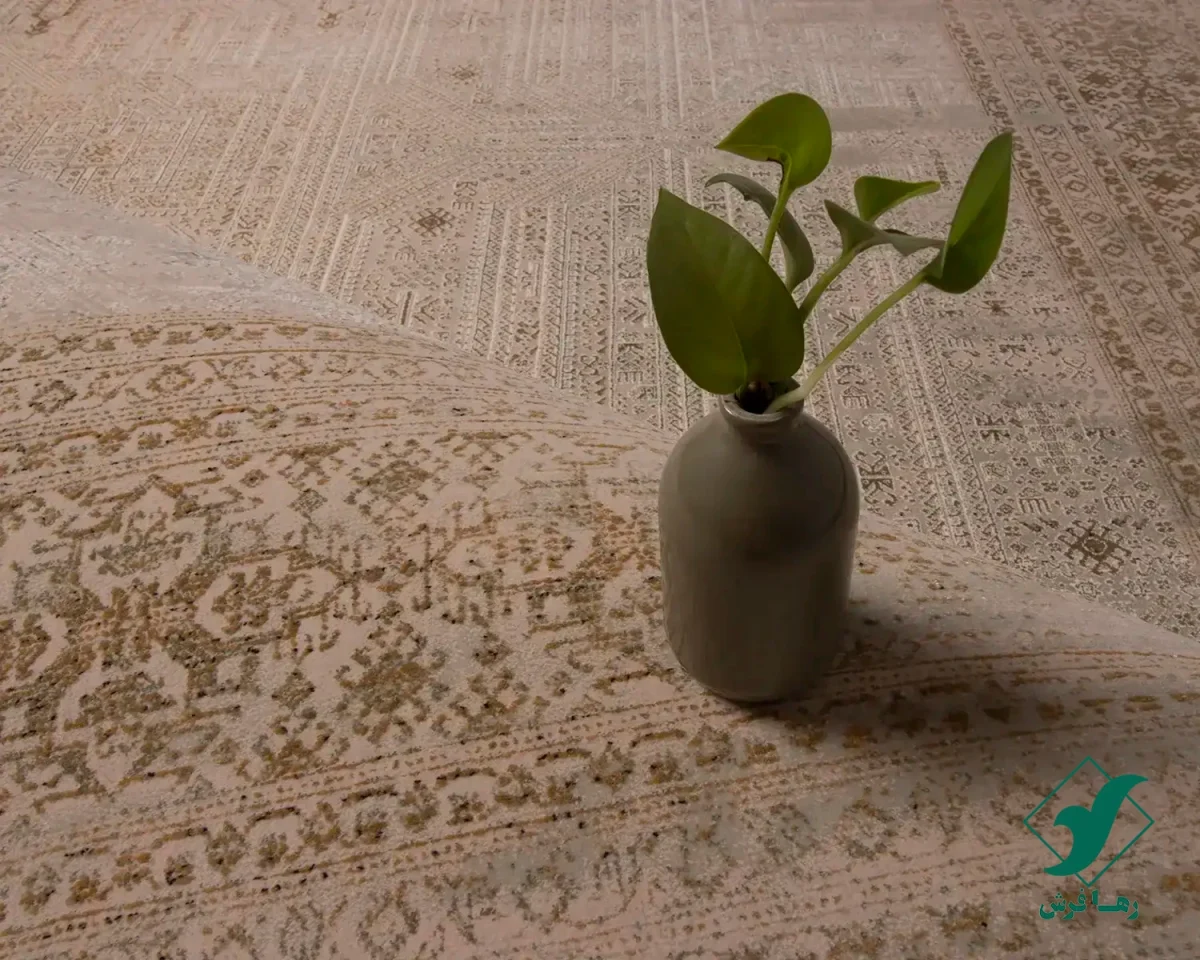 فرش وینتیج vin30 کرم نسکافه‌ای