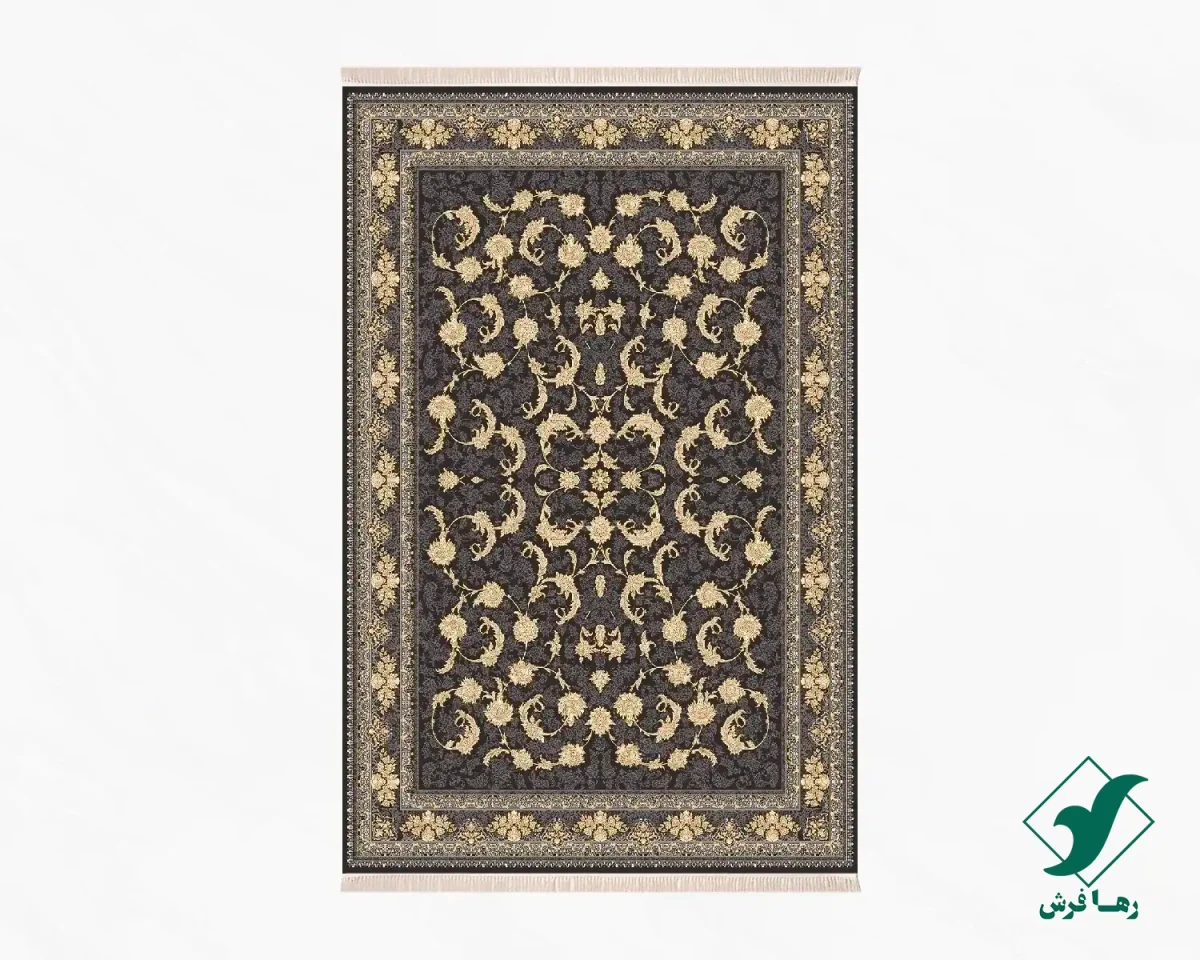 فرش کلاسیک 6023 ذغالی طلایی