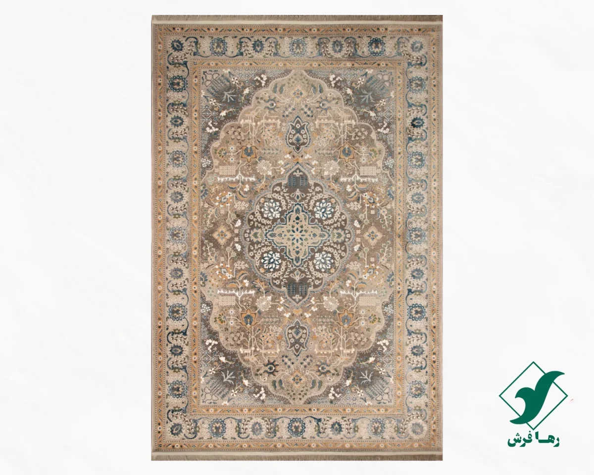 فرش  وینتیج 75004 طوسی آبی