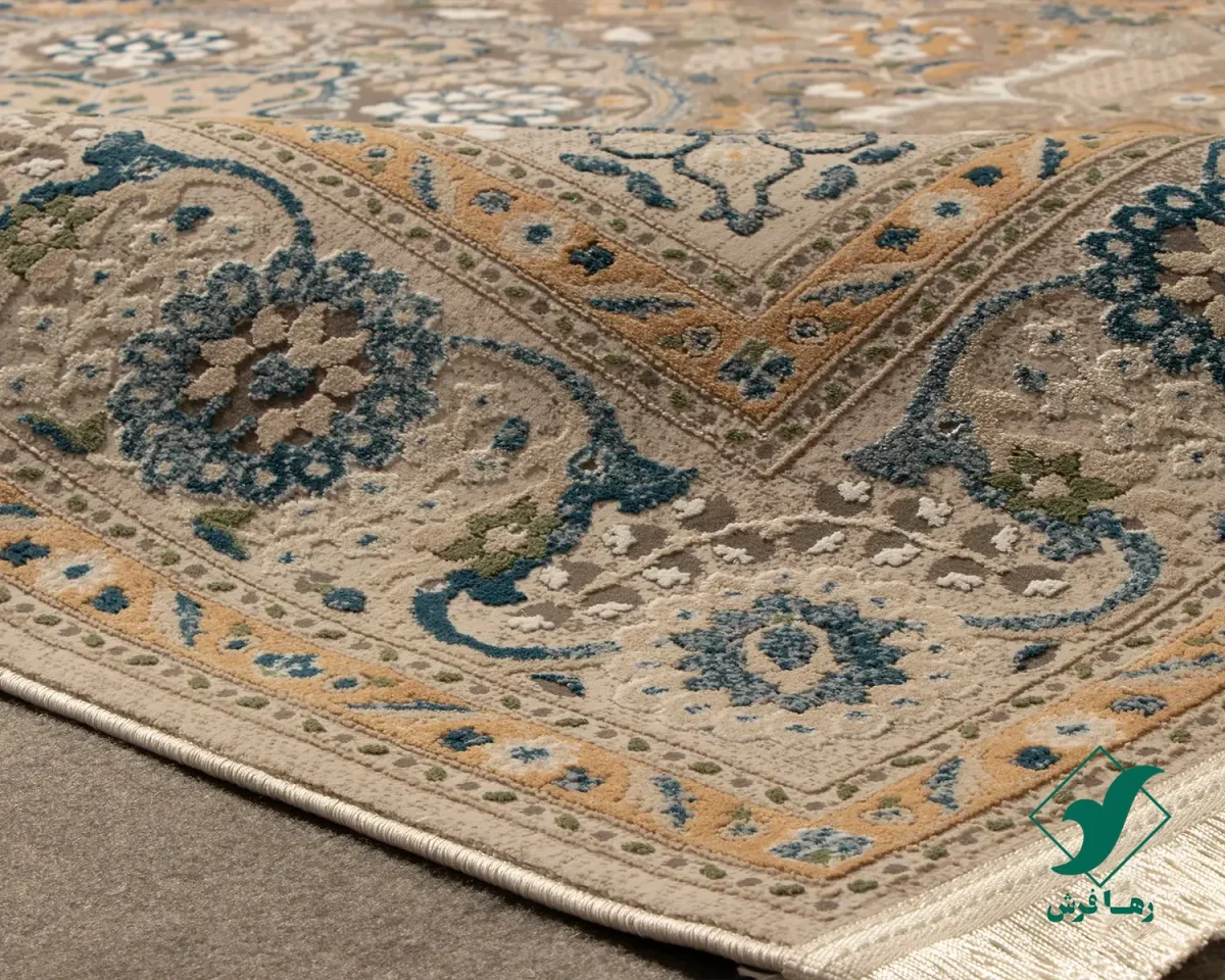 فرش  وینتیج 75004 طوسی آبی