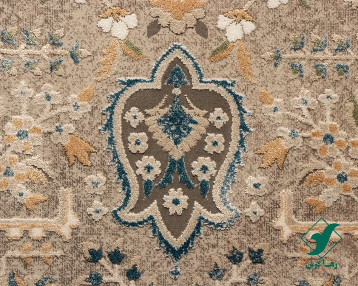 فرش  وینتیج 75004 طوسی آبی