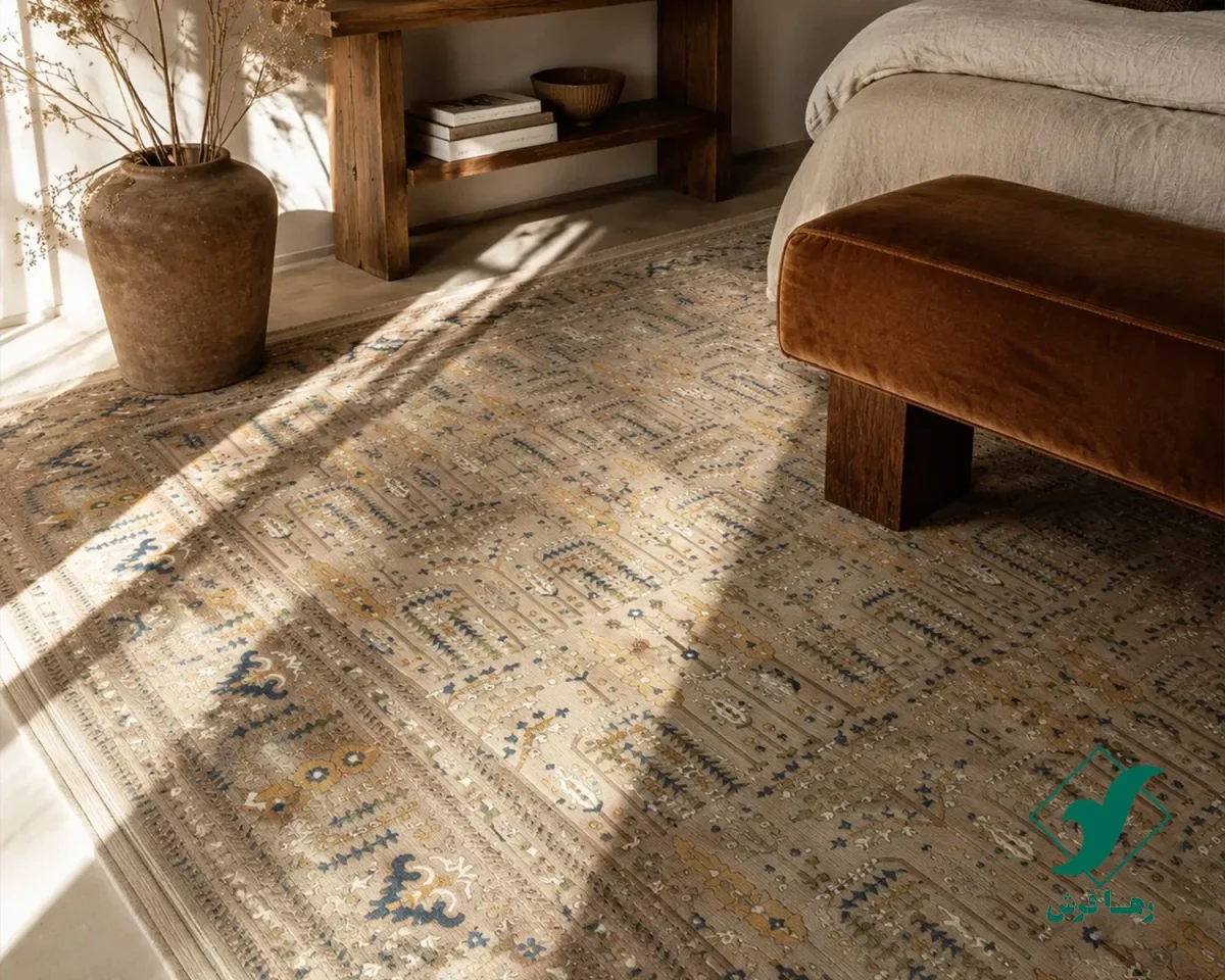 فرش وینتیج 75010 طوسی آبی
