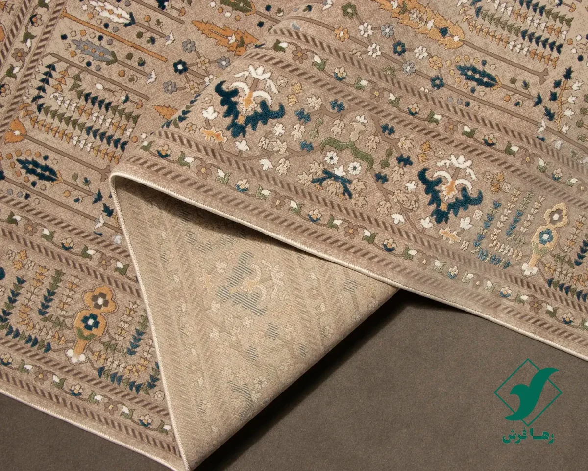 فرش وینتیج 75010 طوسی آبی
