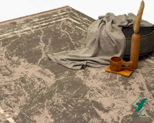 فرش مینیمال 9354 کرم طوسی
