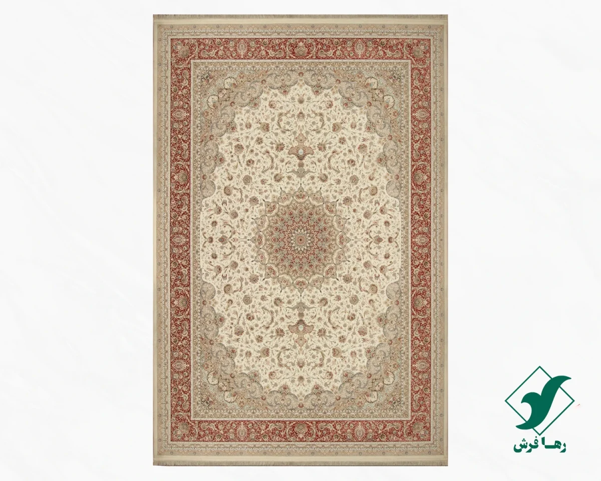 فرش کلاسیک فروغ کرم حاشیه گلبهی