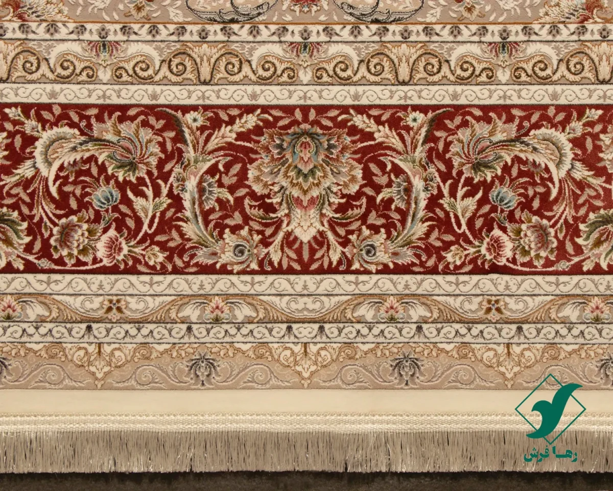 فرش کلاسیک فروغ کرم حاشیه گلبهی