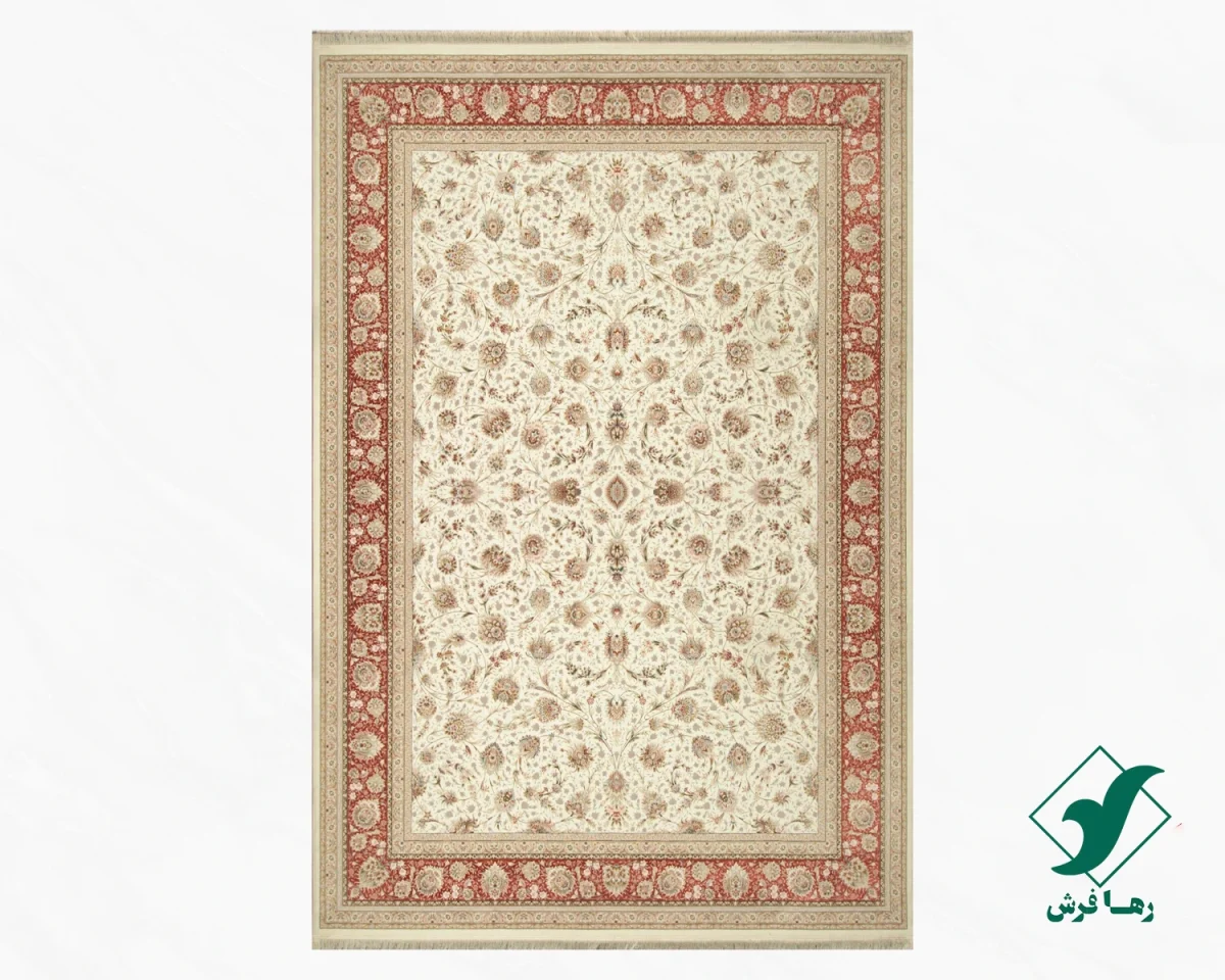 فرش کلاسیک سیران کرم حاشیه گلبهی