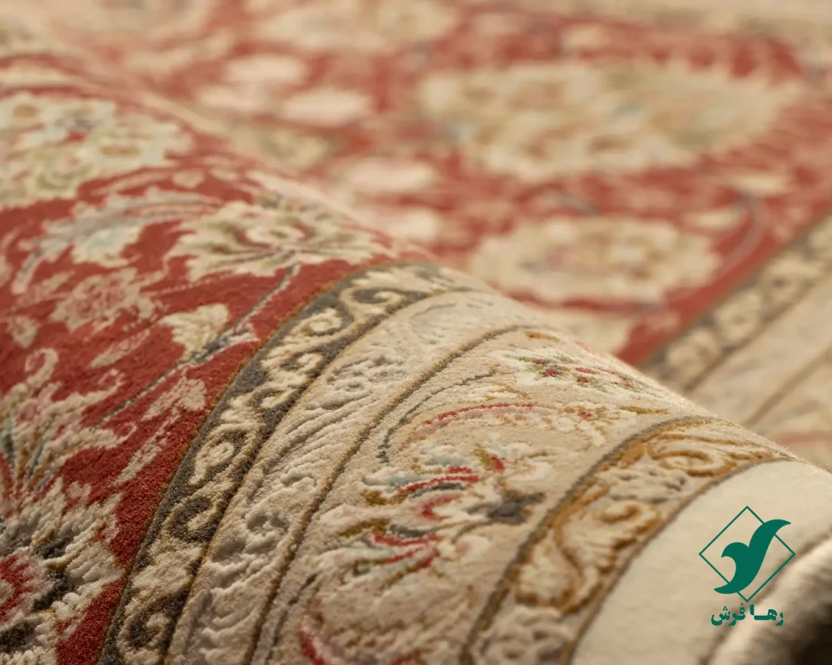 فرش کلاسیک سیران کرم حاشیه گلبهی