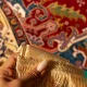 فرش ابریشم ماشینی T1090 کرم لاکی
