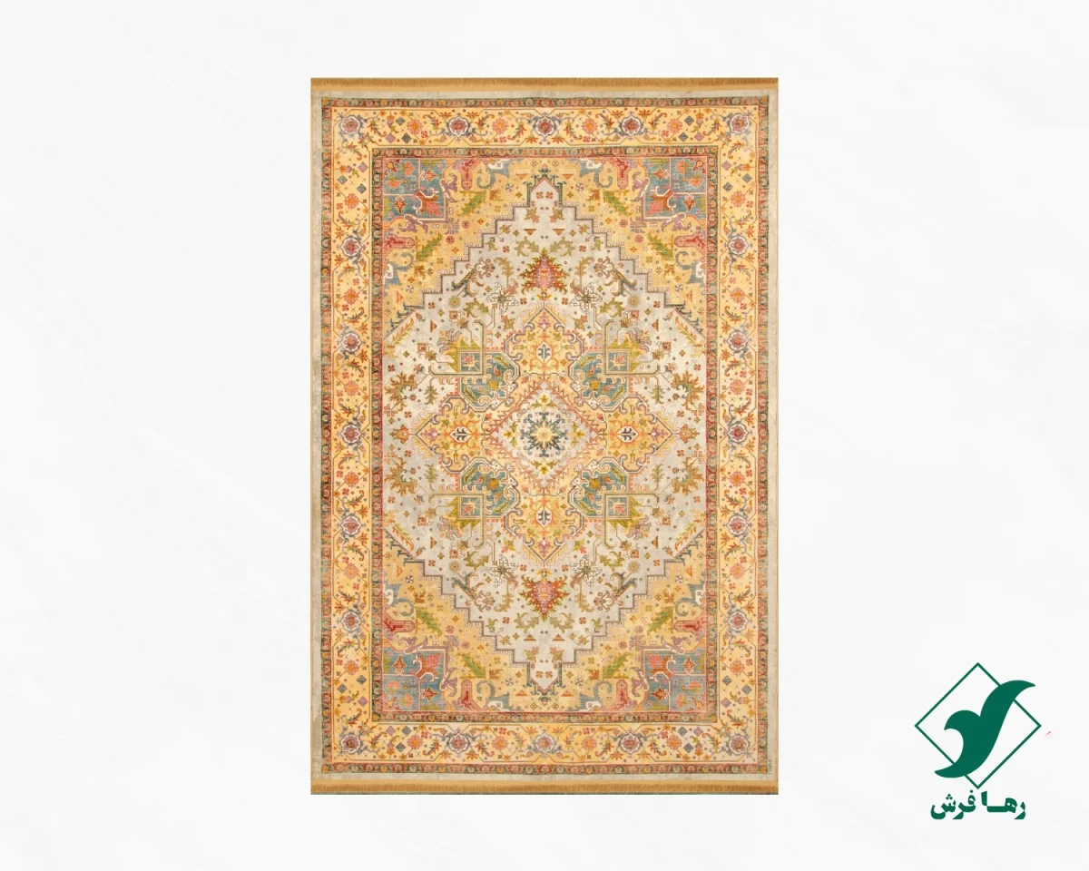 فرش ابریشم ماشینی T1095 کرم