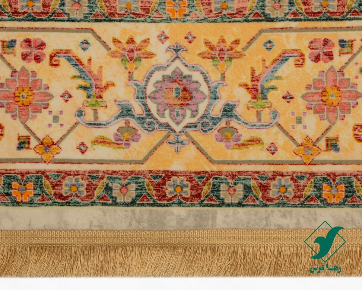 فرش ابریشم ماشینی T1095 کرم