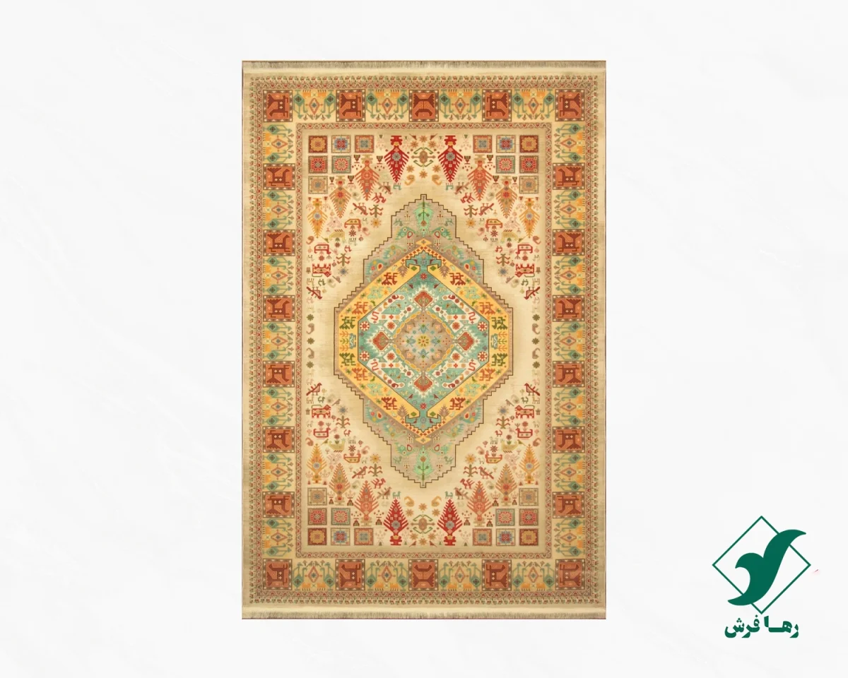 فرش ابریشم ماشینی T1113 کرم
