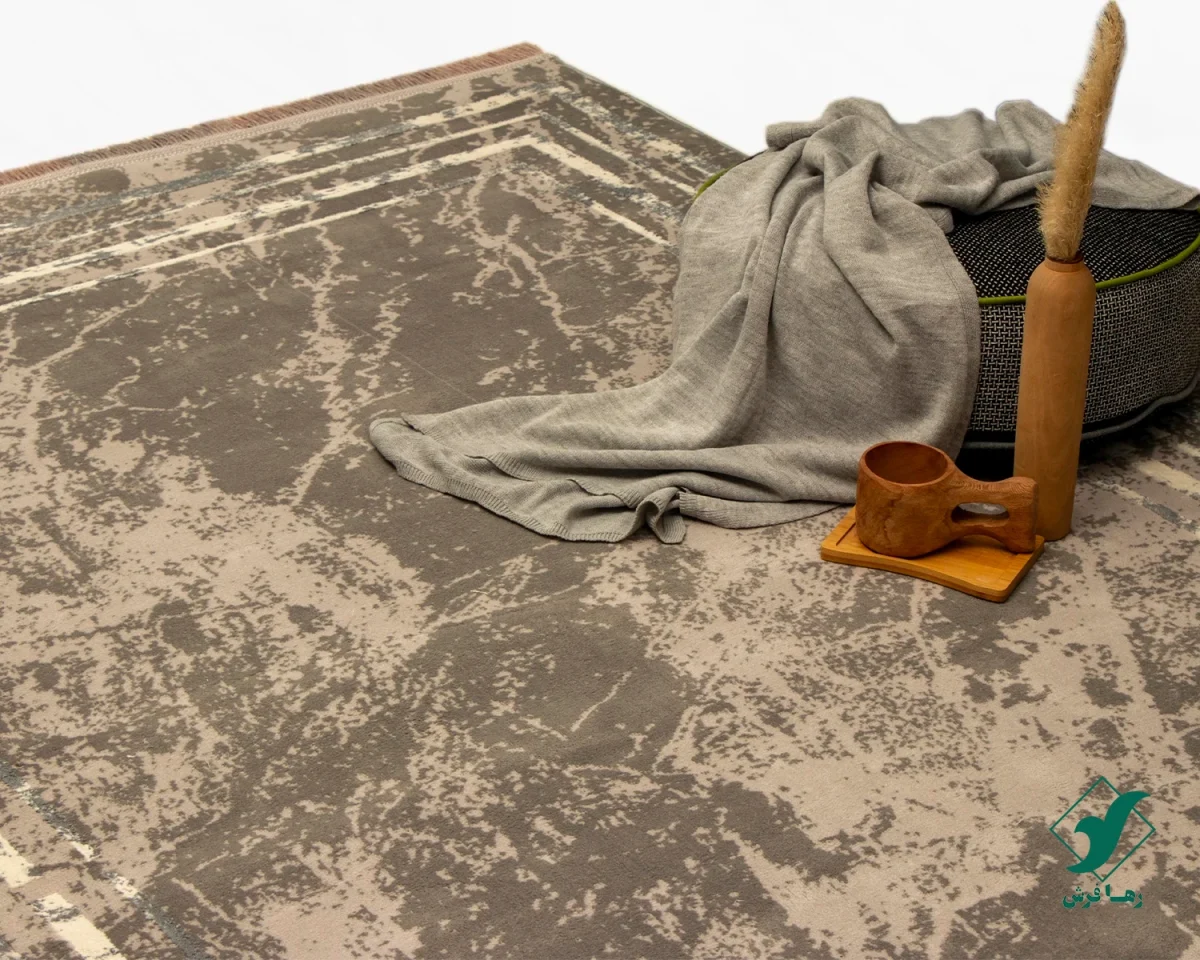 فرش مینیمال 9354 کرم طوسی